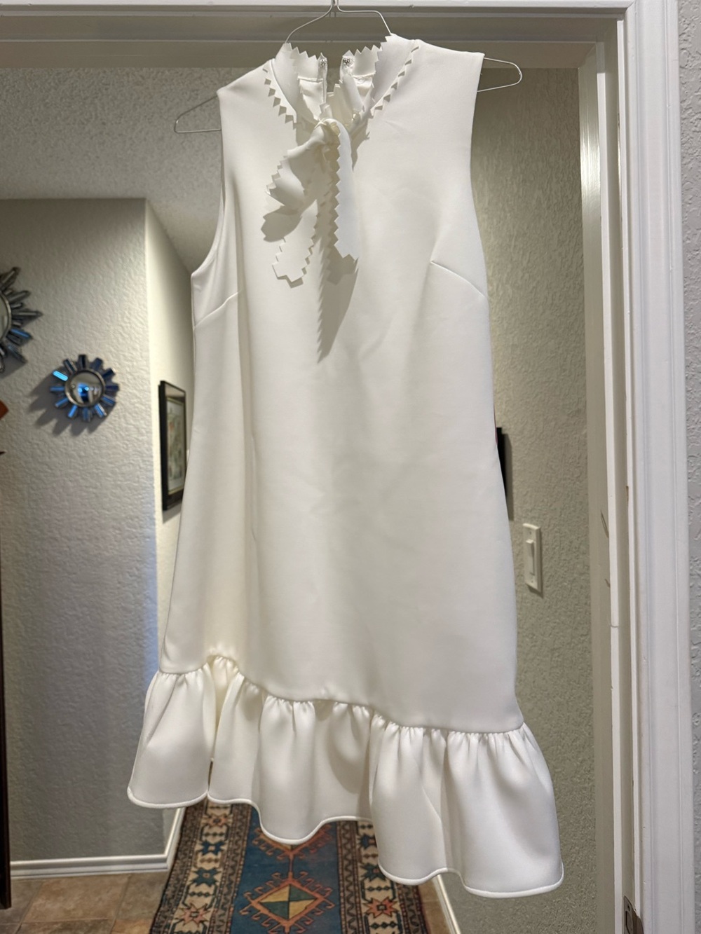 Betsey Johnson White Sleeveless Dress with Tie Detail